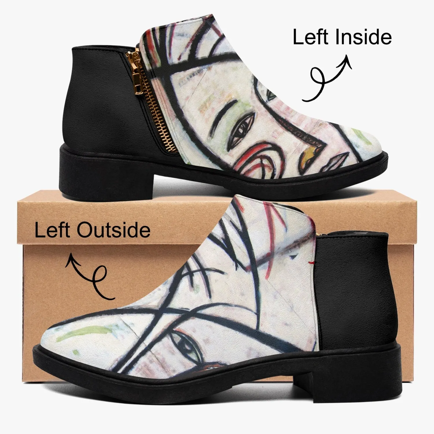 Abstract Gemini Fashionable Zipper Boots