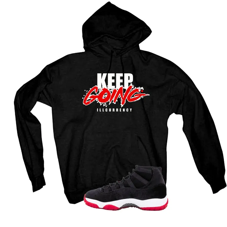 Air Jordan 11 Bred Velvet Black T-Shirt (keep Going)| illcurrency