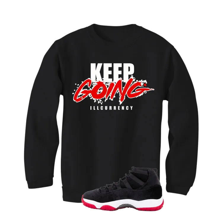 Air Jordan 11 Bred Velvet Black T-Shirt (keep Going)| illcurrency