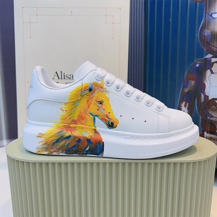 ALISANDRO MCQUEN HAND PAINTED GRAFFITI CHUNKY SOLE UNISEX SNEAKER