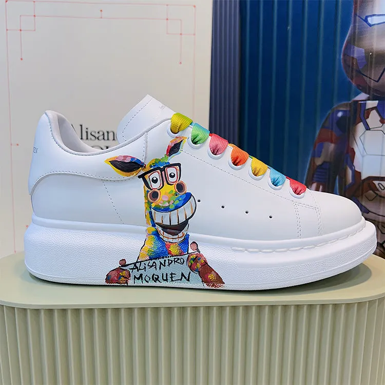 ALISANDRO MCQUEN HAND PAINTED GRAFFITI CHUNKY SOLE UNISEX SNEAKER