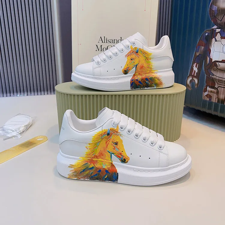 ALISANDRO MCQUEN HAND PAINTED GRAFFITI CHUNKY SOLE UNISEX SNEAKER