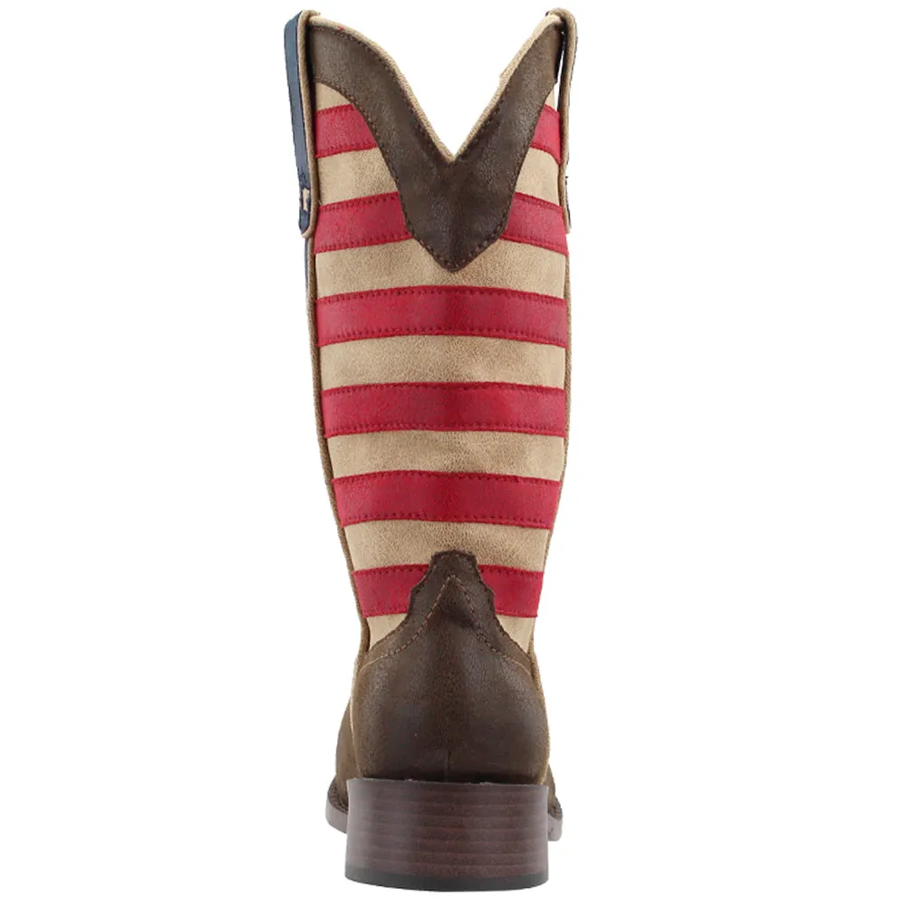 American Patriotic Square Toe Cowboy Boots