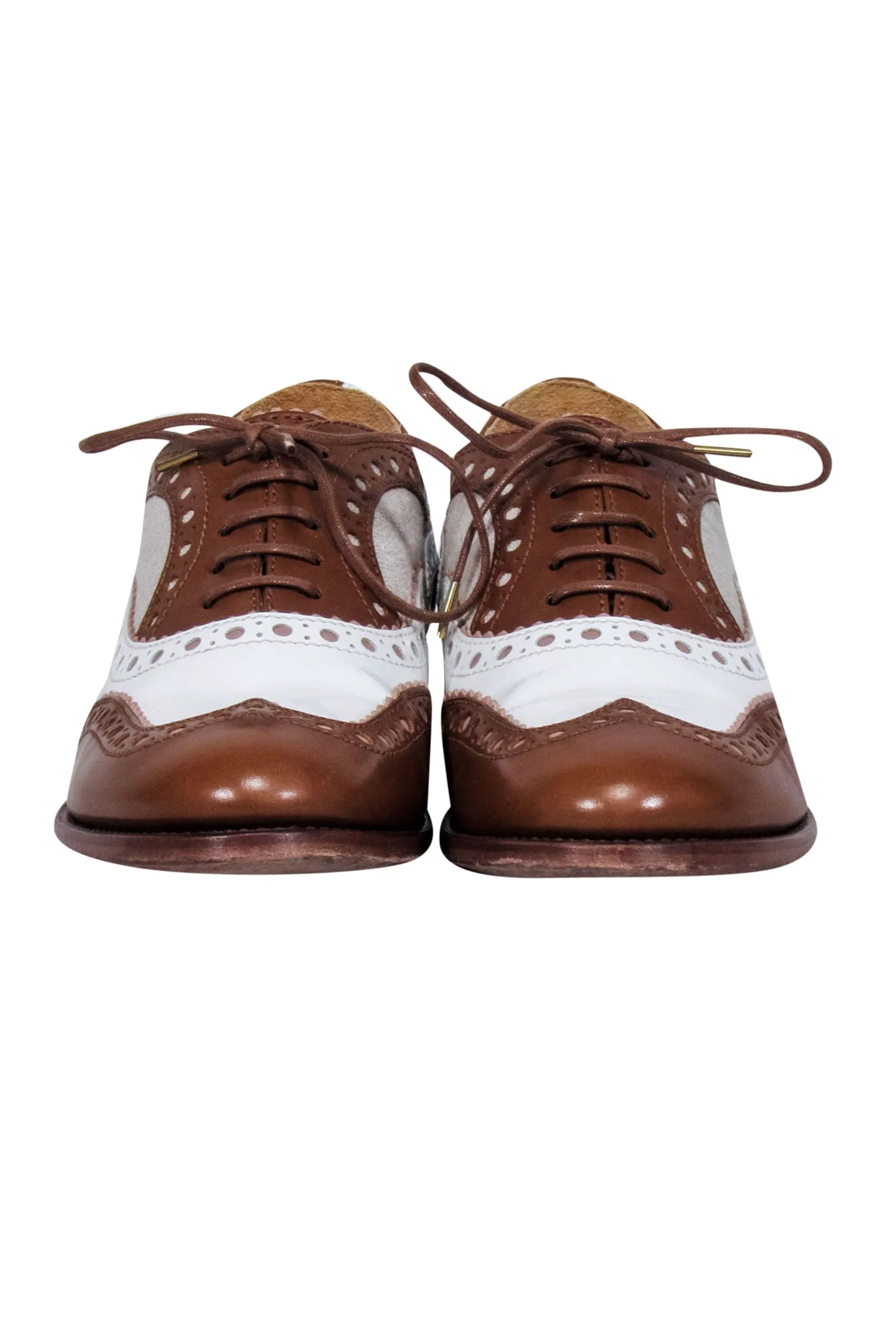 Angela Scott - Cognac & White "Mr. Doubt" Oxfords Sz 9