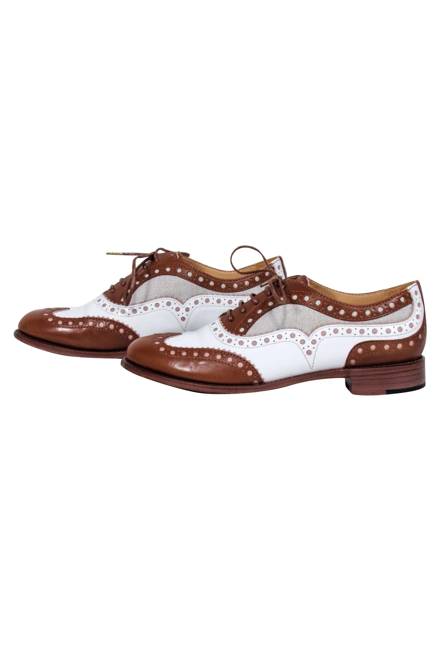 Angela Scott - Cognac & White "Mr. Doubt" Oxfords Sz 9