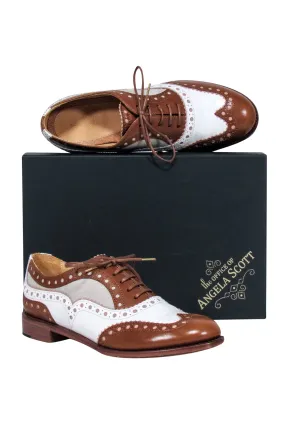 Angela Scott - Cognac & White "Mr. Doubt" Oxfords Sz 9