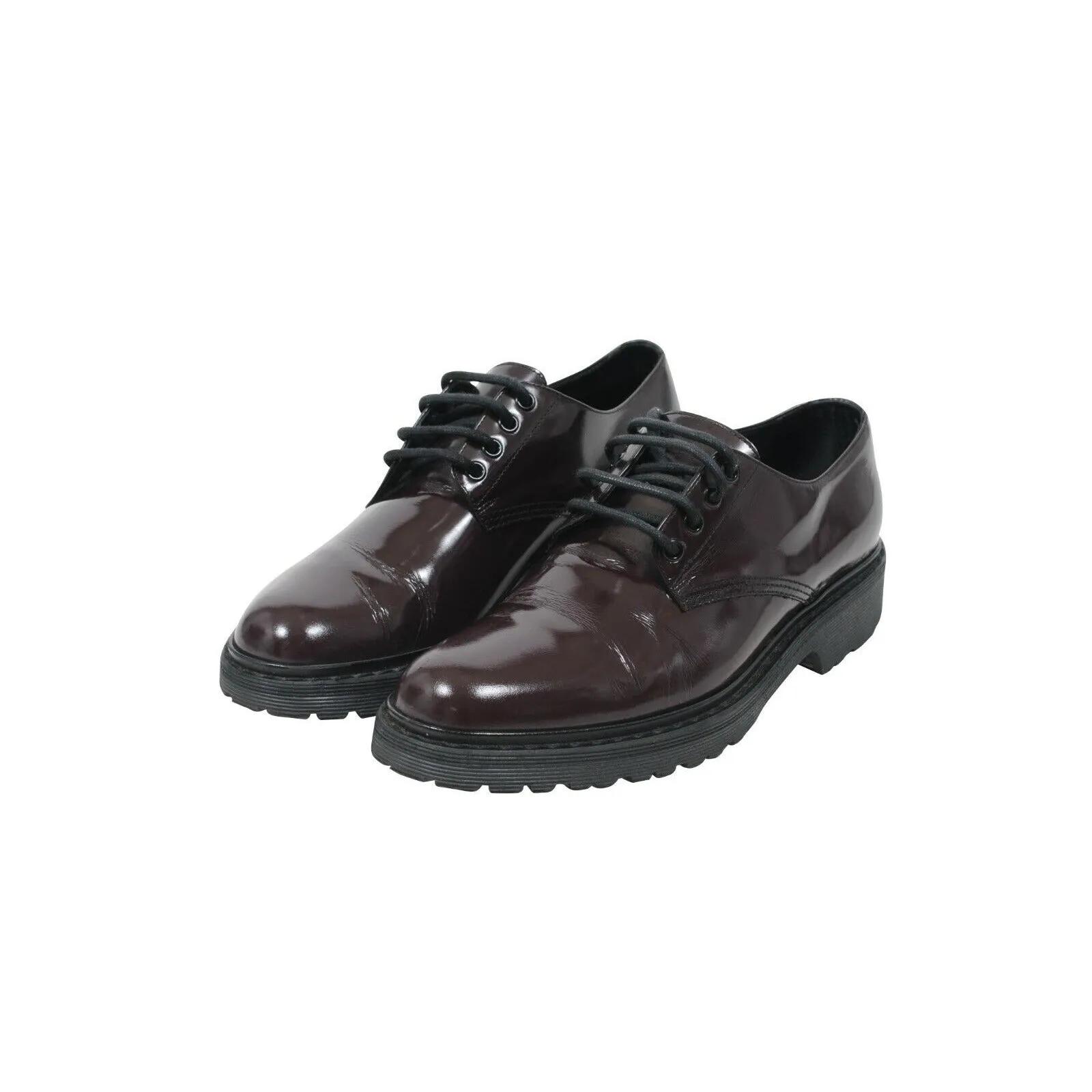 Burgundy Wine Maroon Leather Chunky Derby Oxfords