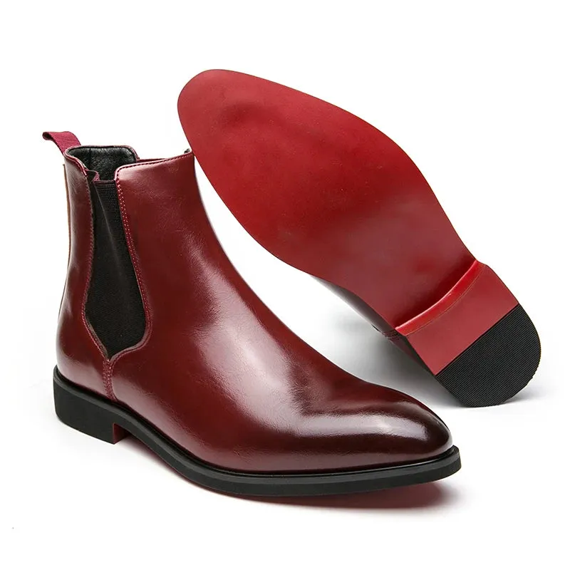 Classy Kelvin round top slip on elastic fit Leather ankle Chelsea boots