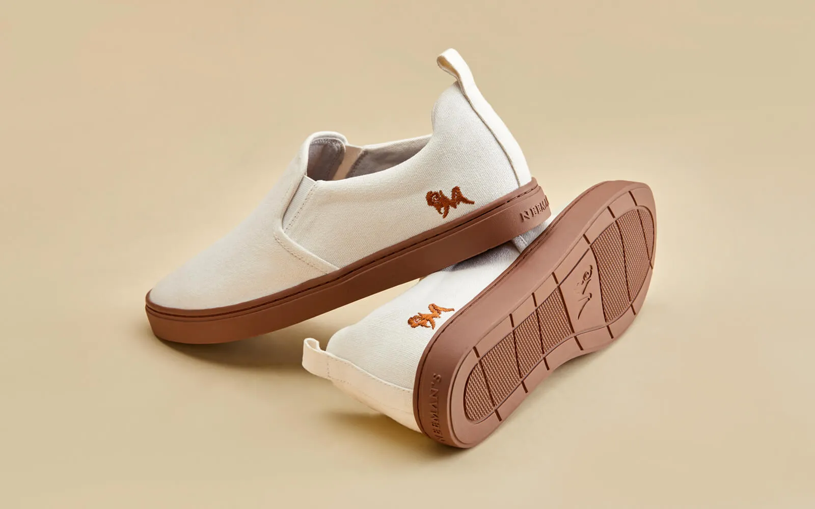 Cotton Slip Ons : Ivory Brown