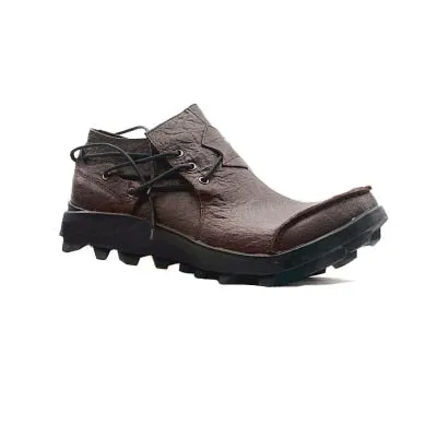 Curved Toe Men Leather Side Laced Boots