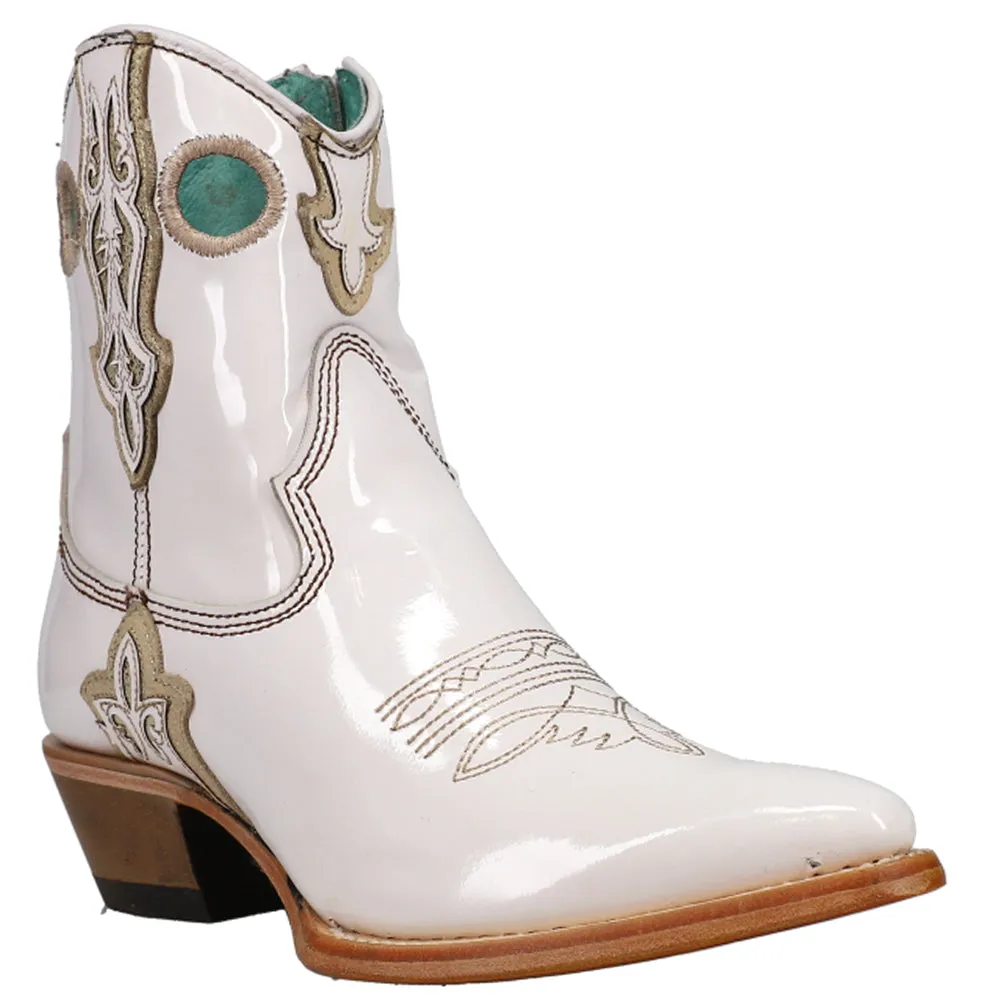 Embroidered Tooled Inlay Pointed Toe Cowboy Booties