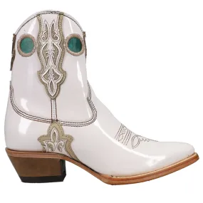 Embroidered Tooled Inlay Pointed Toe Cowboy Booties