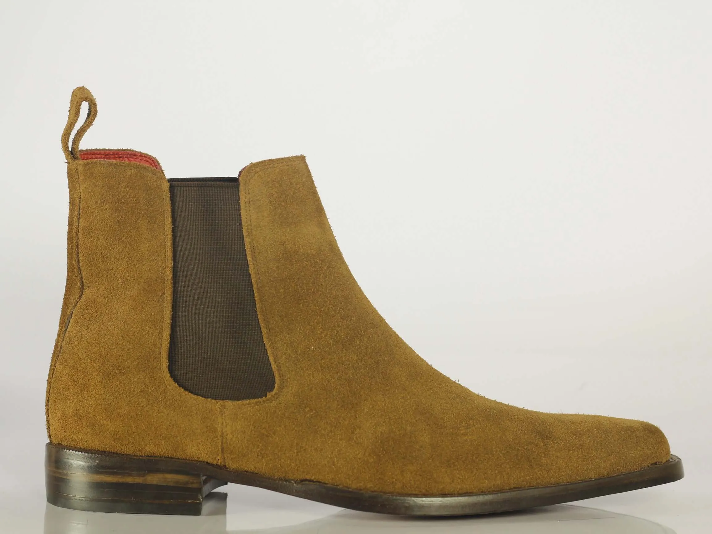 Handmade Men's Tan Suede Chelsea Boots, Men Suede Ankle Boots, Men Designer Boots