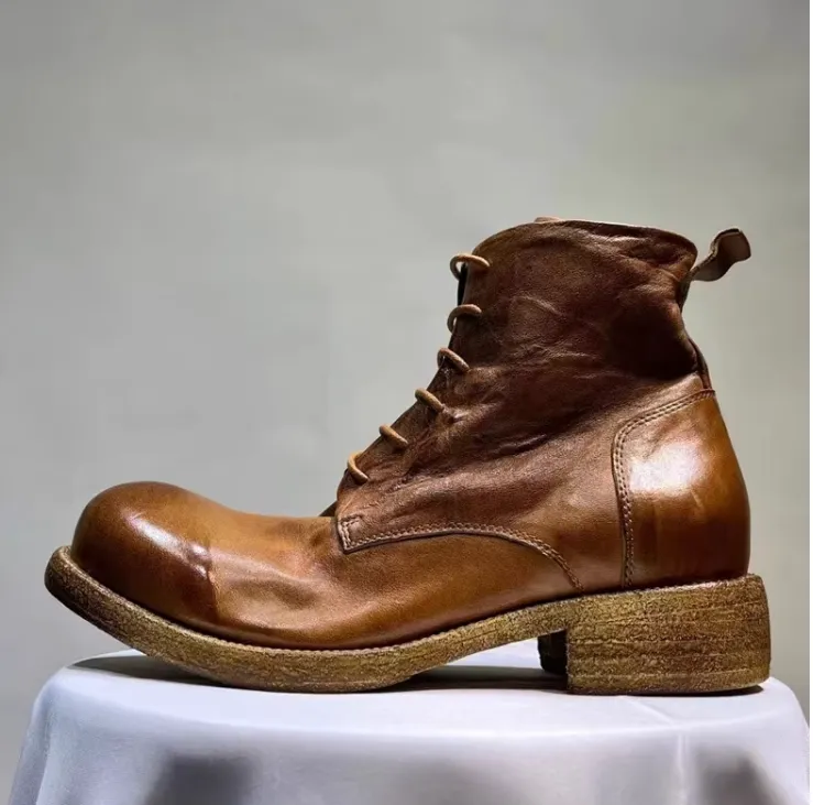 MARTIN FIKO WATER PROOF VINTAGE LEATHER HIGH TOP BOOTS