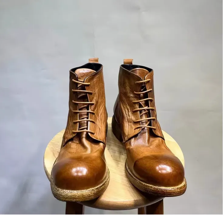 MARTIN FIKO WATER PROOF VINTAGE LEATHER HIGH TOP BOOTS