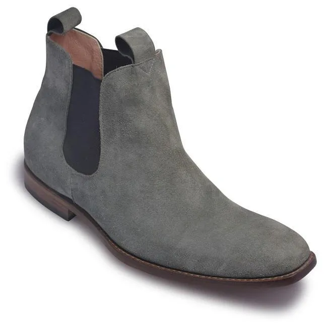 Men Gray Chelsea Suede Leather Boots