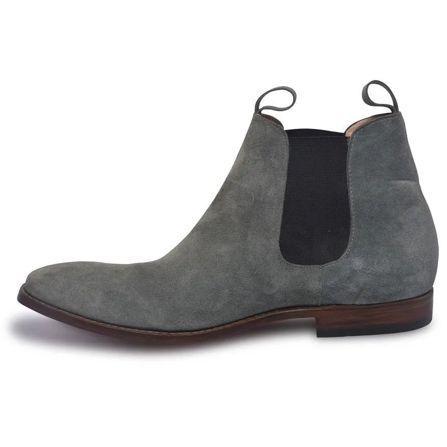 Men Gray Chelsea Suede Leather Boots