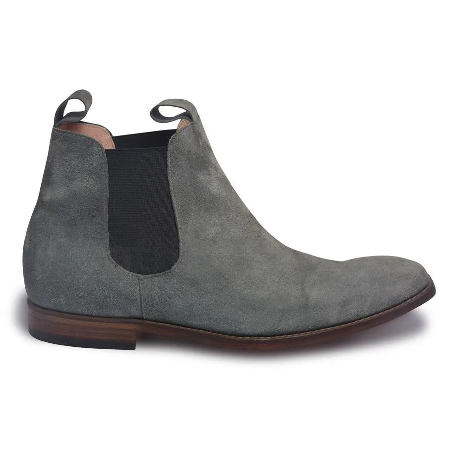 Men Gray Chelsea Suede Leather Boots