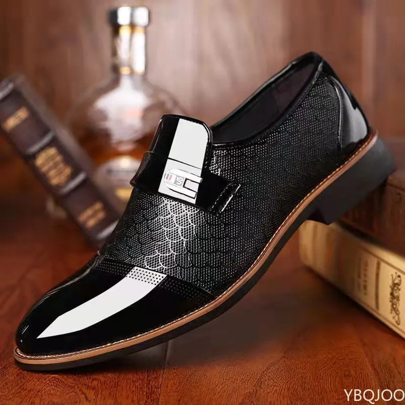 Men Leather Embossing Classic Dress Shoes