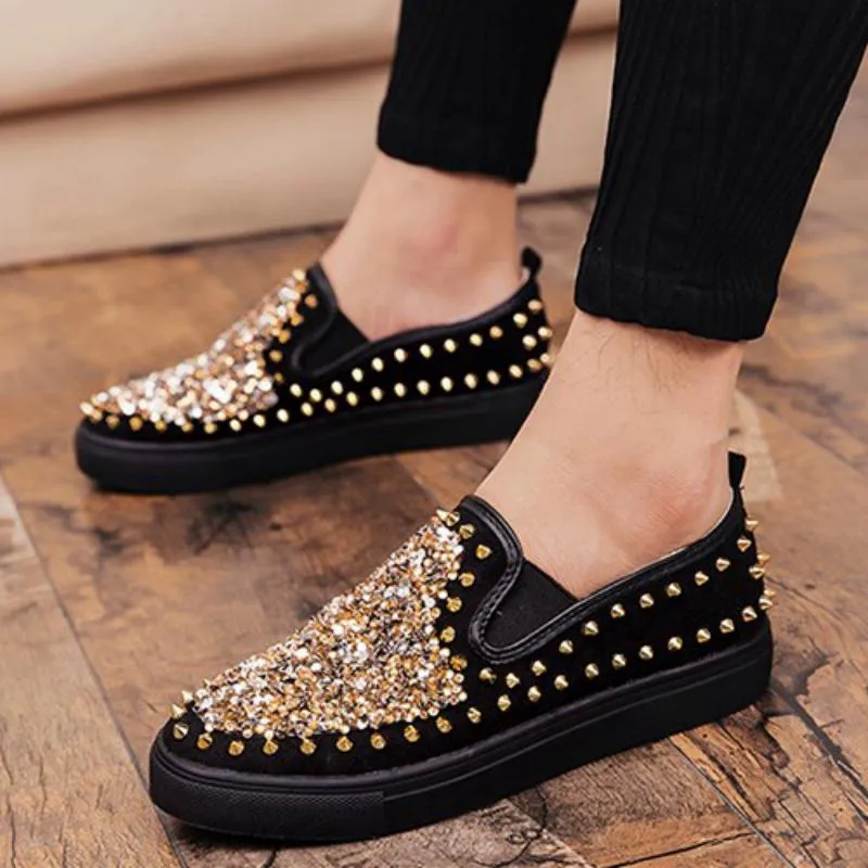 Men's Slip-Ons With Rivets And Sequins