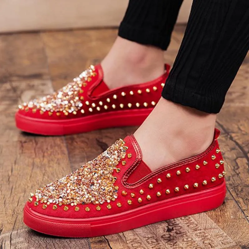 Men's Slip-Ons With Rivets And Sequins