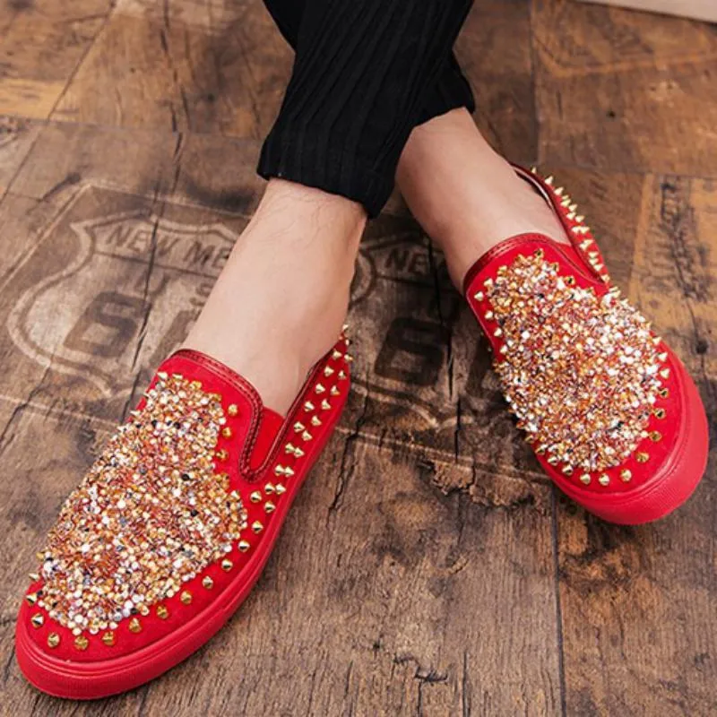 Men's Slip-Ons With Rivets And Sequins