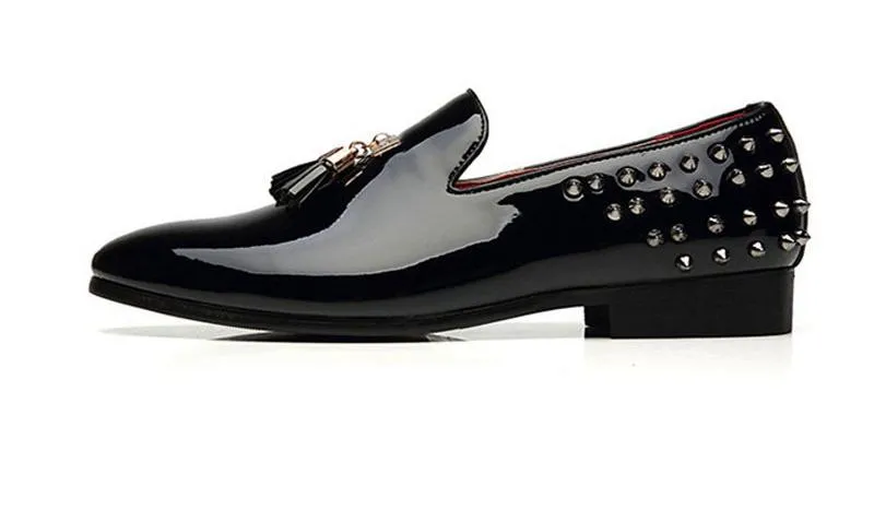 Men's Spring Leather Loafers With Rivets | Plus Size