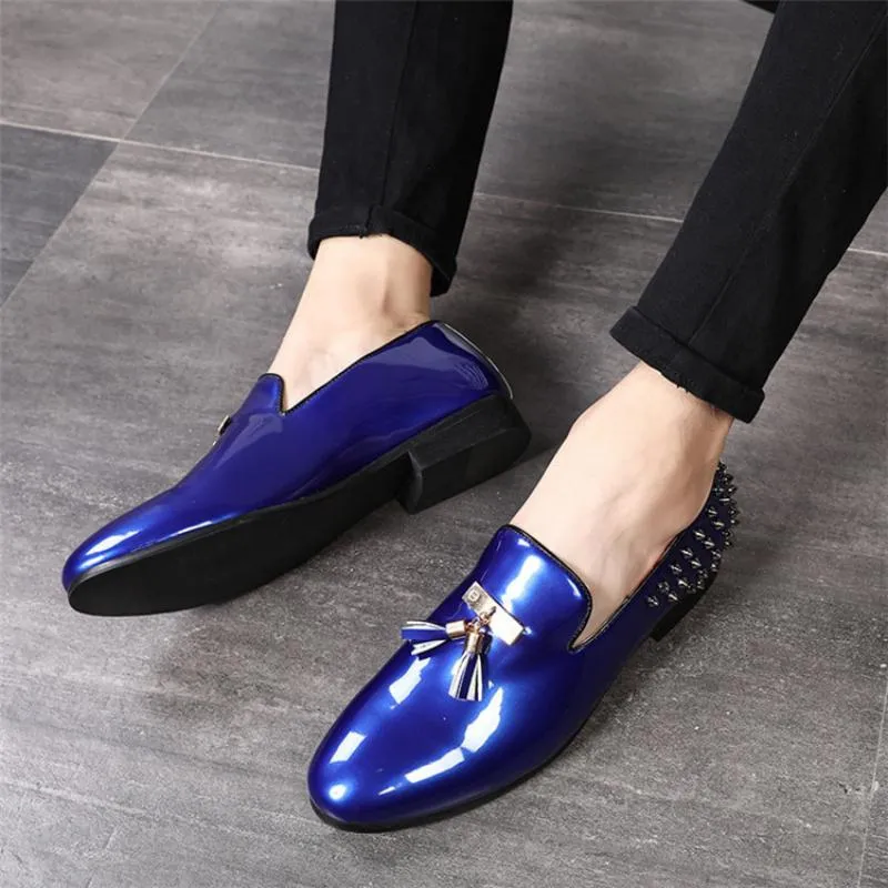 Men's Spring Leather Loafers With Rivets | Plus Size