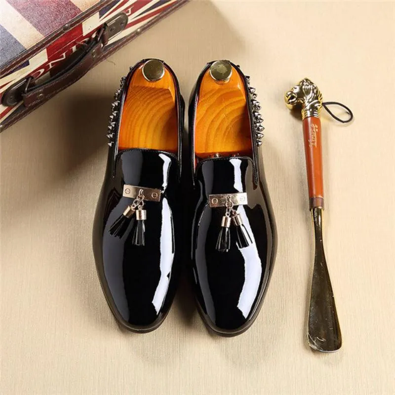 Men's Spring Leather Loafers With Rivets | Plus Size