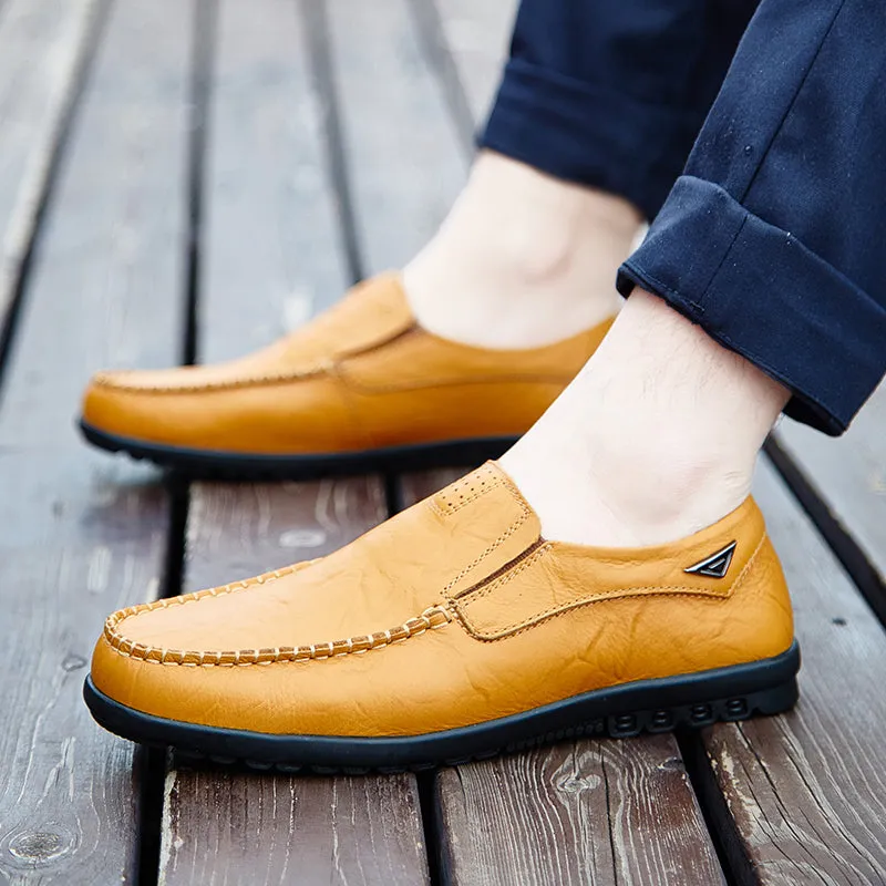 Men's Summer Casual Genuine Leather Slip-Ons | Plus Size