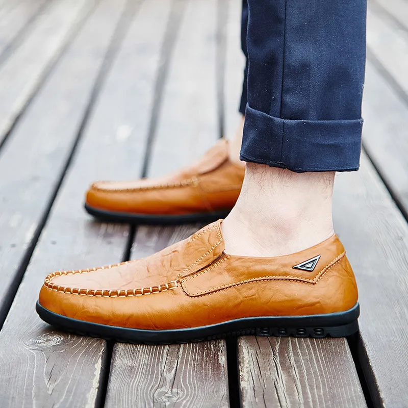 Men's Summer Casual Genuine Leather Slip-Ons | Plus Size