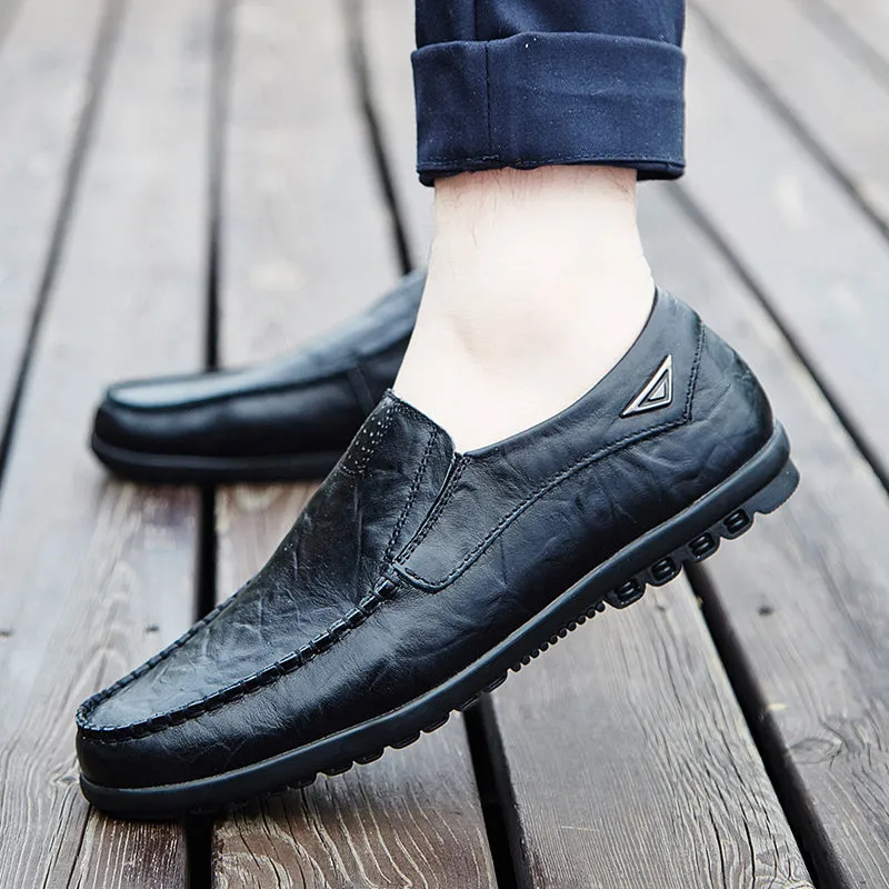 Men's Summer Casual Genuine Leather Slip-Ons | Plus Size