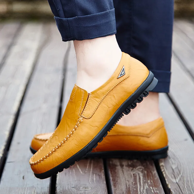 Men's Summer Casual Genuine Leather Slip-Ons | Plus Size