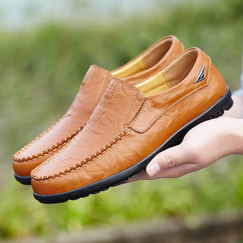 Men's Summer Casual Genuine Leather Slip-Ons | Plus Size