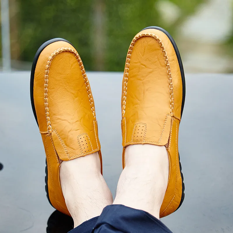 Men's Summer Casual Genuine Leather Slip-Ons | Plus Size