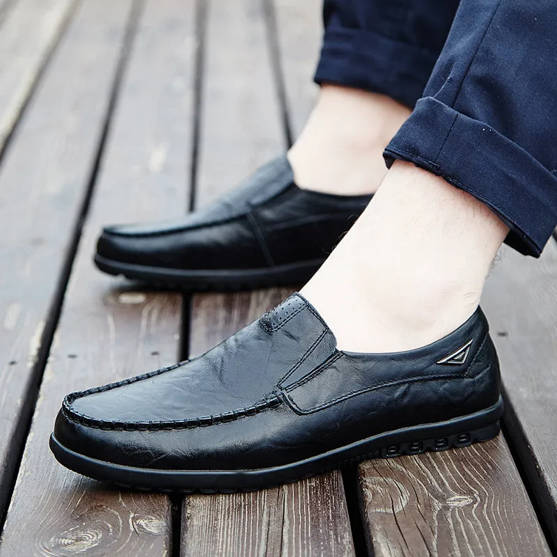 Men's Summer Casual Genuine Leather Slip-Ons | Plus Size