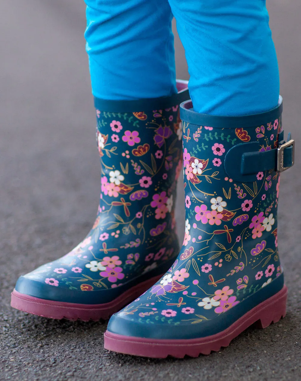 Midnight Floral Buckle Boots