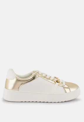 Nemo Contrasting Metallic Faux Leather Sneakers