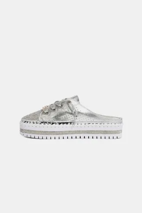 Nicole Lee USA Rhinestone Round Toe Platform Slip On Sneakers