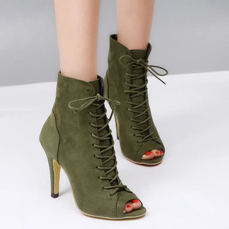 Open Toe High Heel Boots