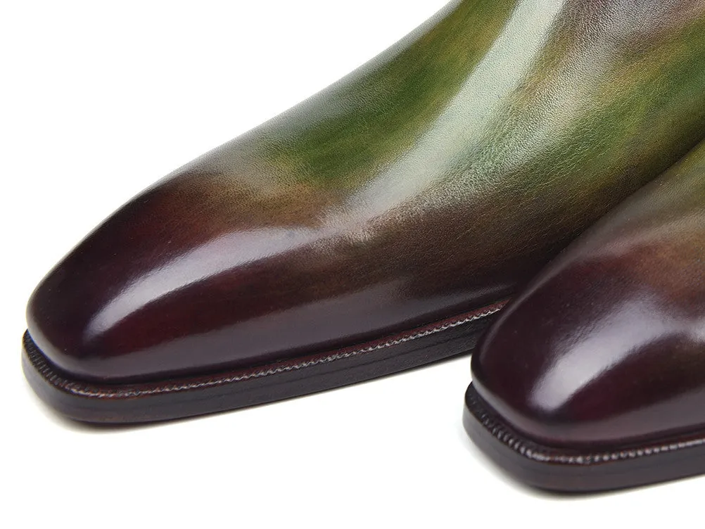 Paul Parkman Green & Bordeaux Side Lace Oxfords