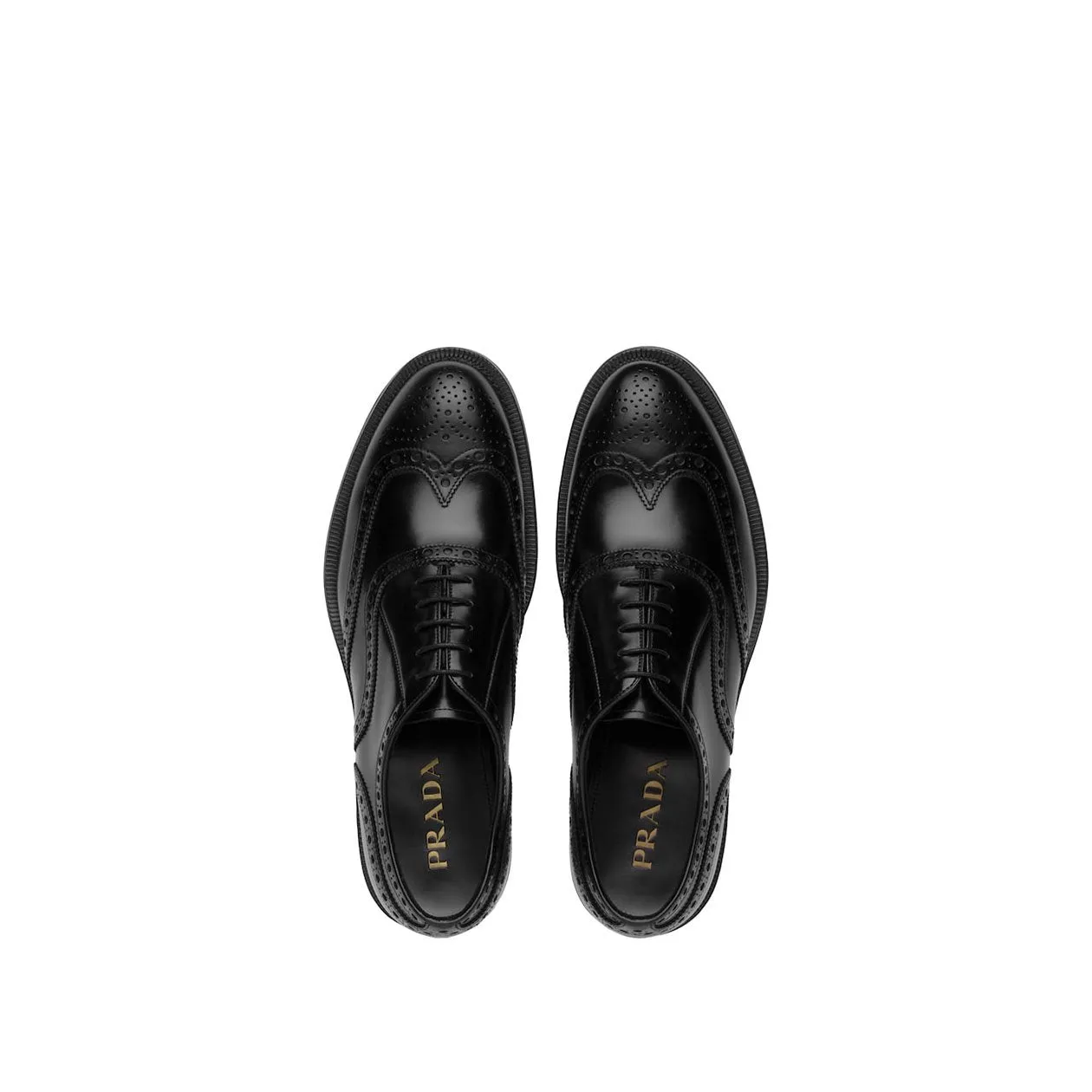 Prada 2EC134-ZJY Men's Shoes Black Polished Calf-Skin Leather Derby Oxfords (PRM1011)