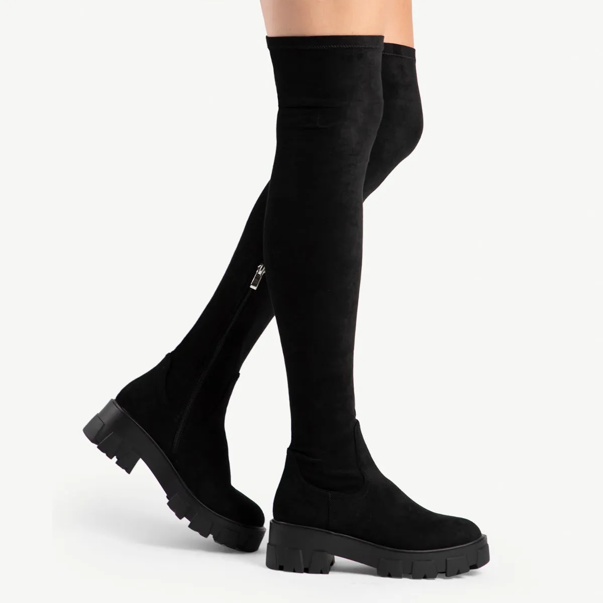 RAID Delia Over the Knee Boot in Black Suede