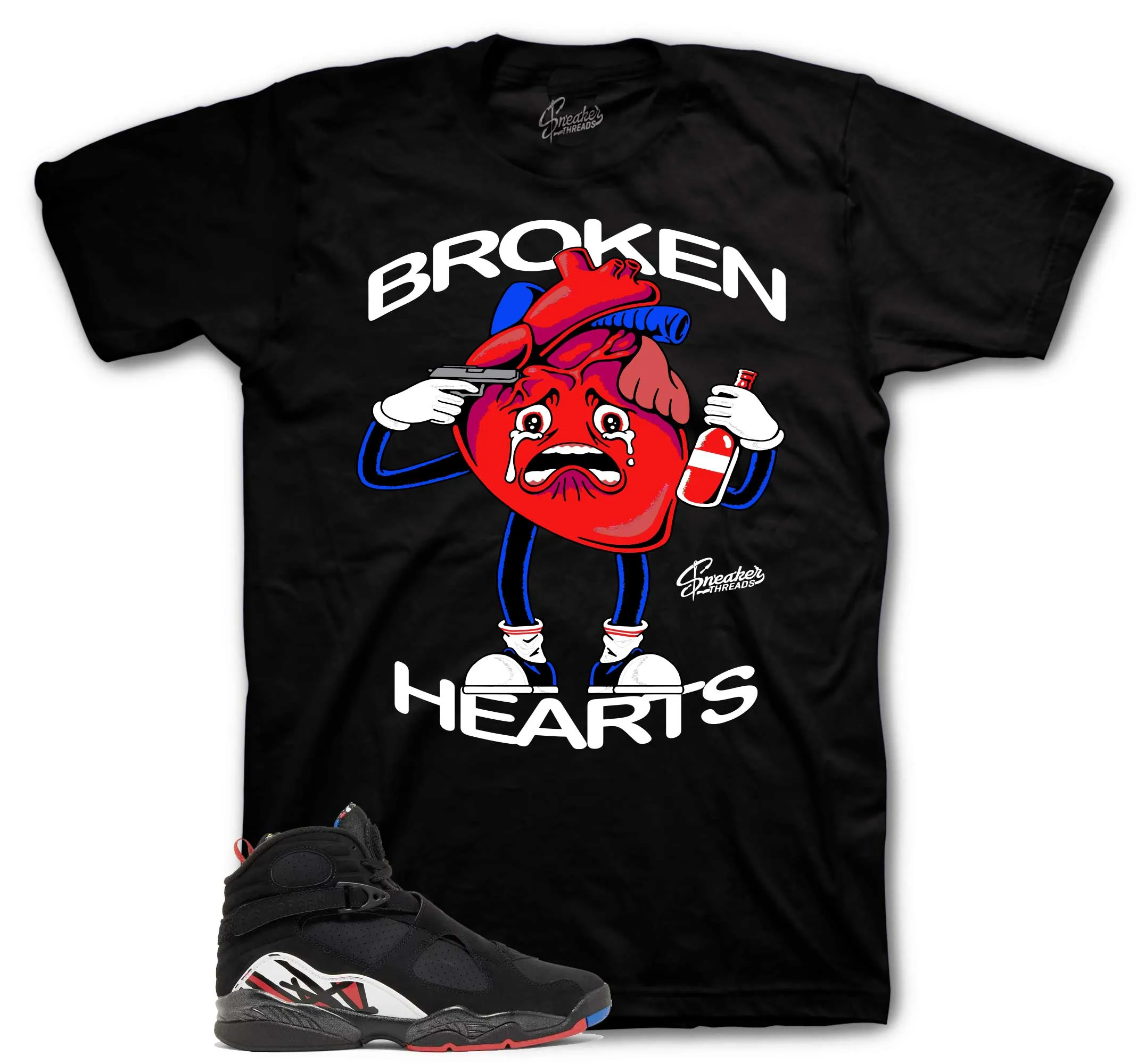 Retro 8 Playoffs Borken Hearts Shirt