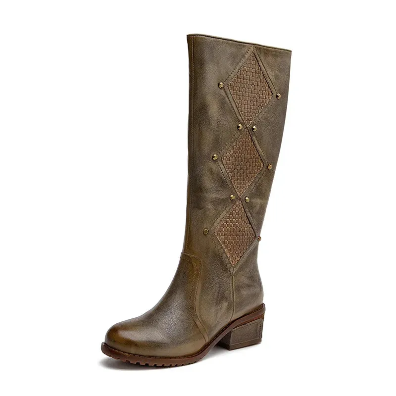 Retro Nostalgic Genuine Cowhide Leather Boots