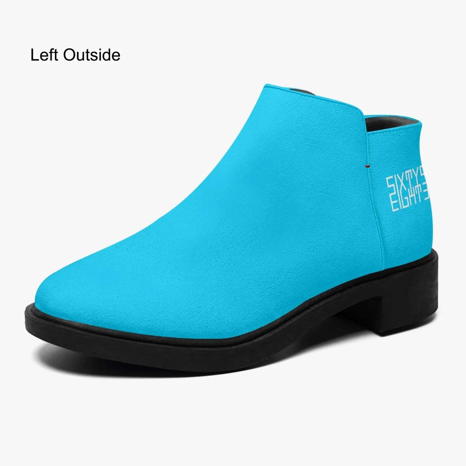 Sixty Eight 93 Logo White Aqua Blue Suede Zipper Boots