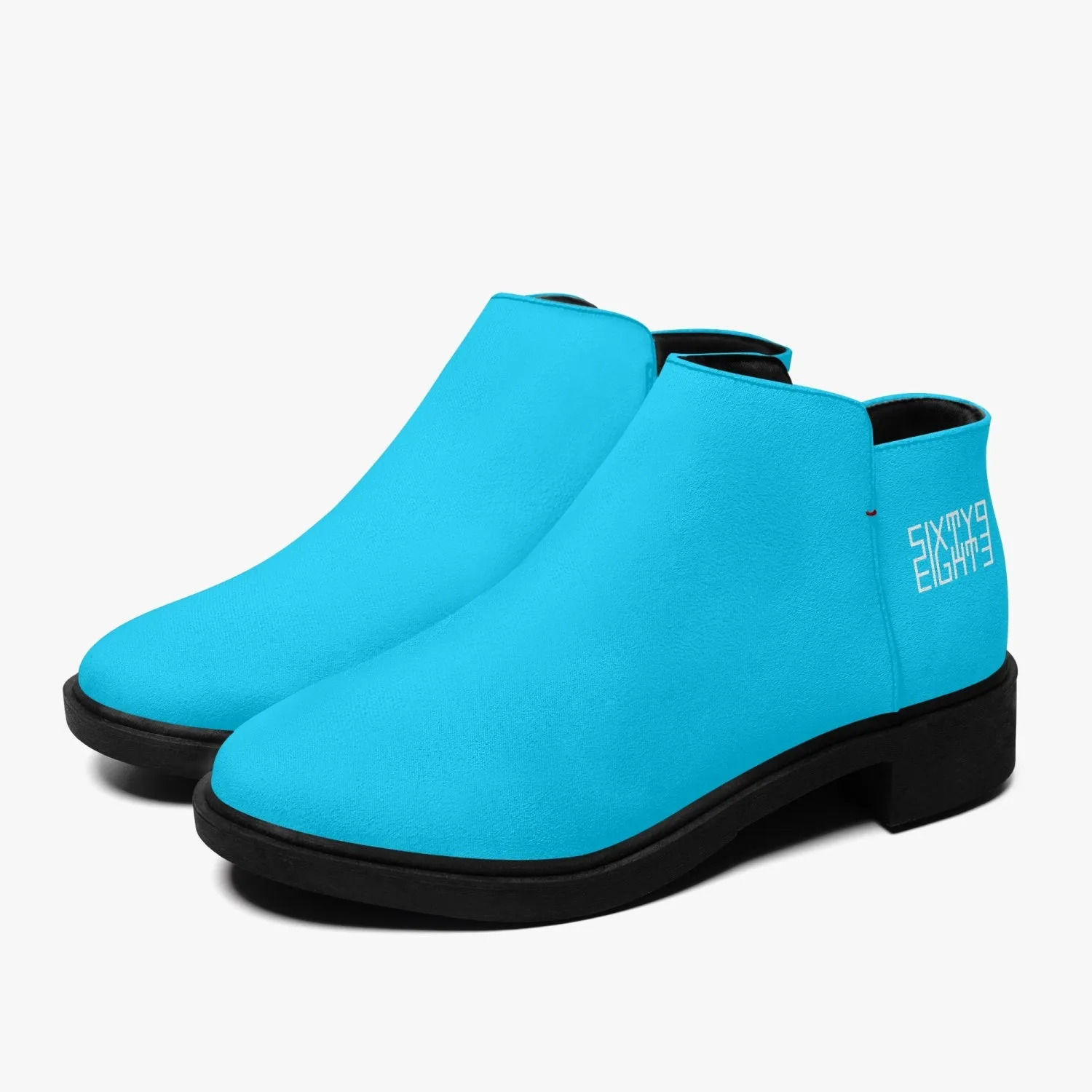 Sixty Eight 93 Logo White Aqua Blue Suede Zipper Boots