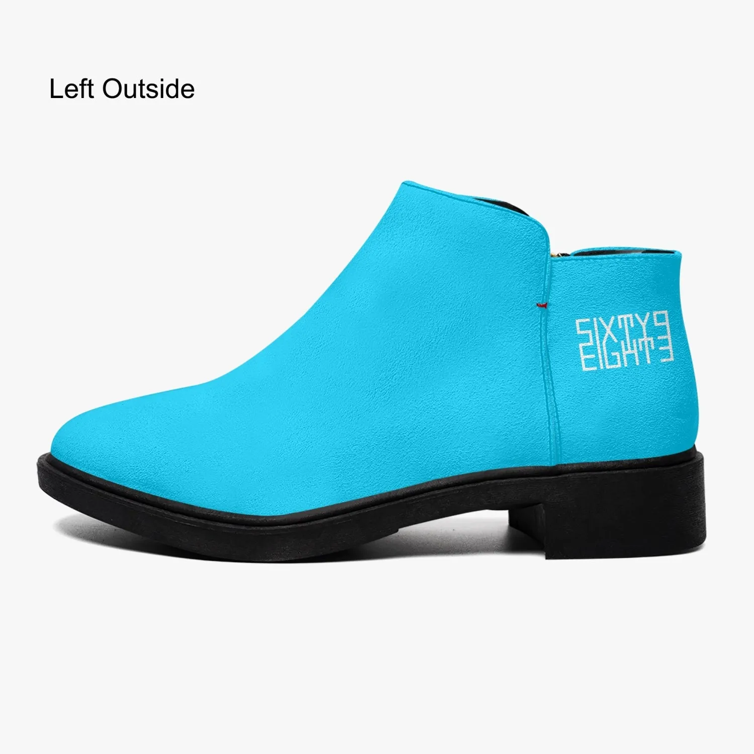 Sixty Eight 93 Logo White Aqua Blue Suede Zipper Boots