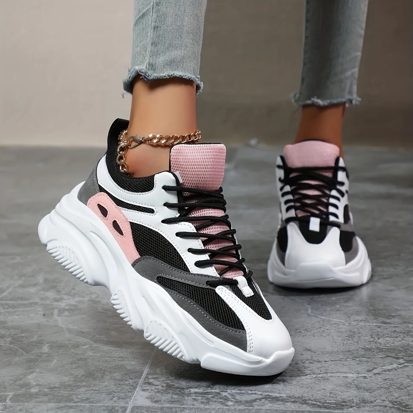 Stylish Thick Sole Shock-Absorbing Chunky Sneakers for Women | Comfortable Streetwear