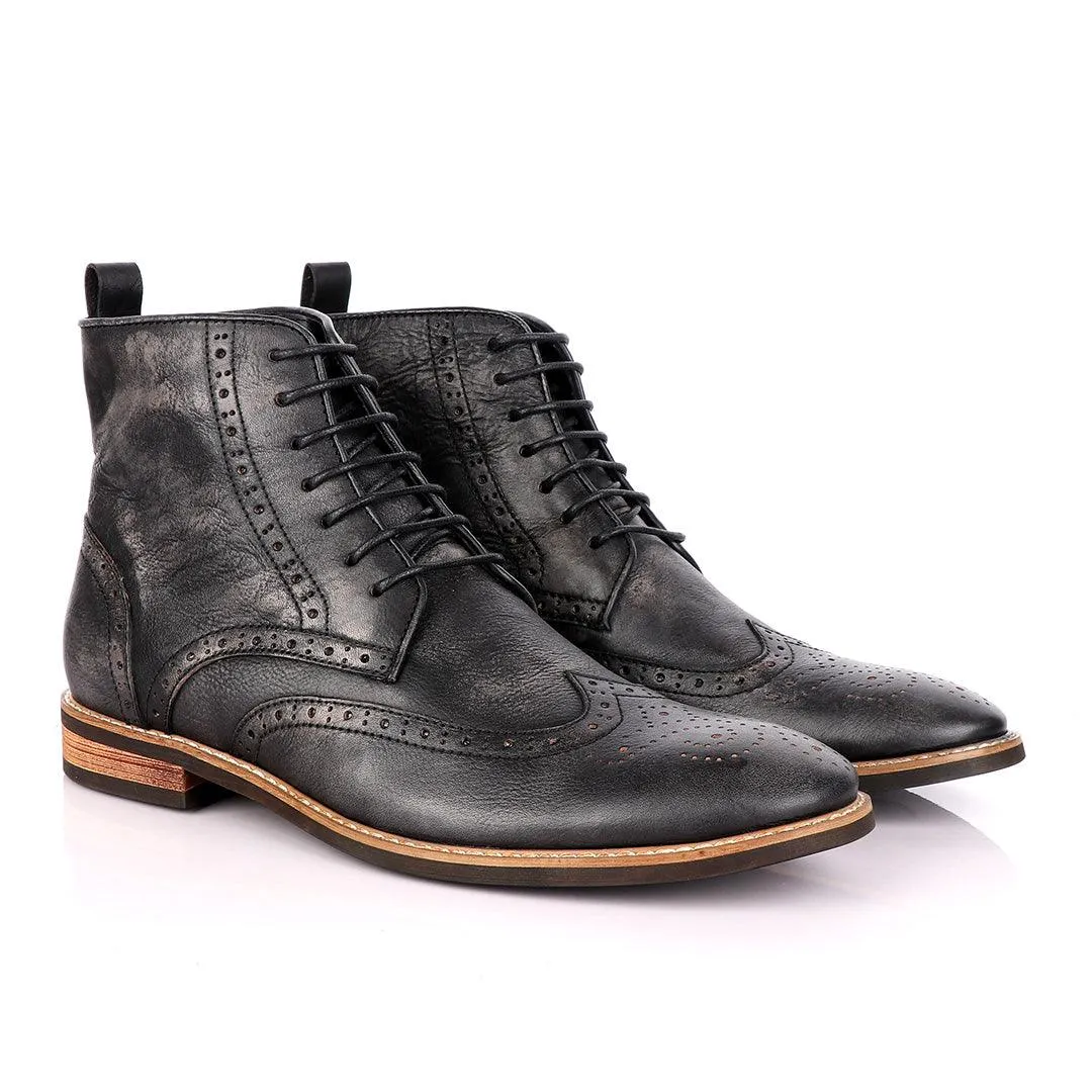 Terry Taylor Black Rugged Leather Formal Boot.